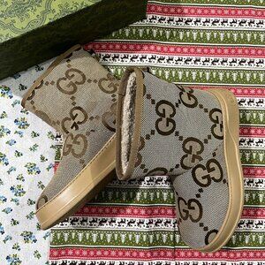 Gucci Double G Logo Fleece-Lined Ankle Boots